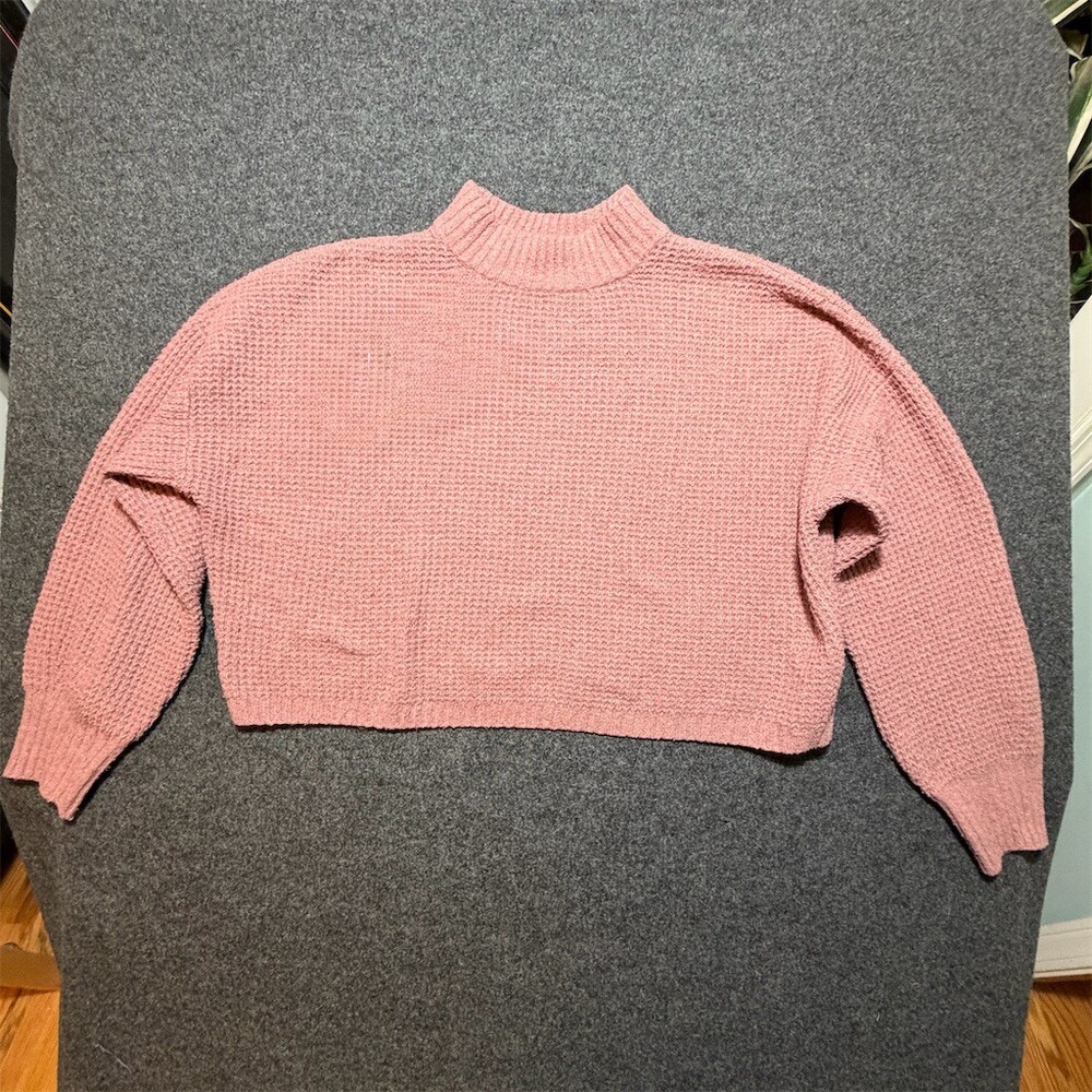 Hollister California Sweater Womens M Dusty Pink Cropped Mock Neck